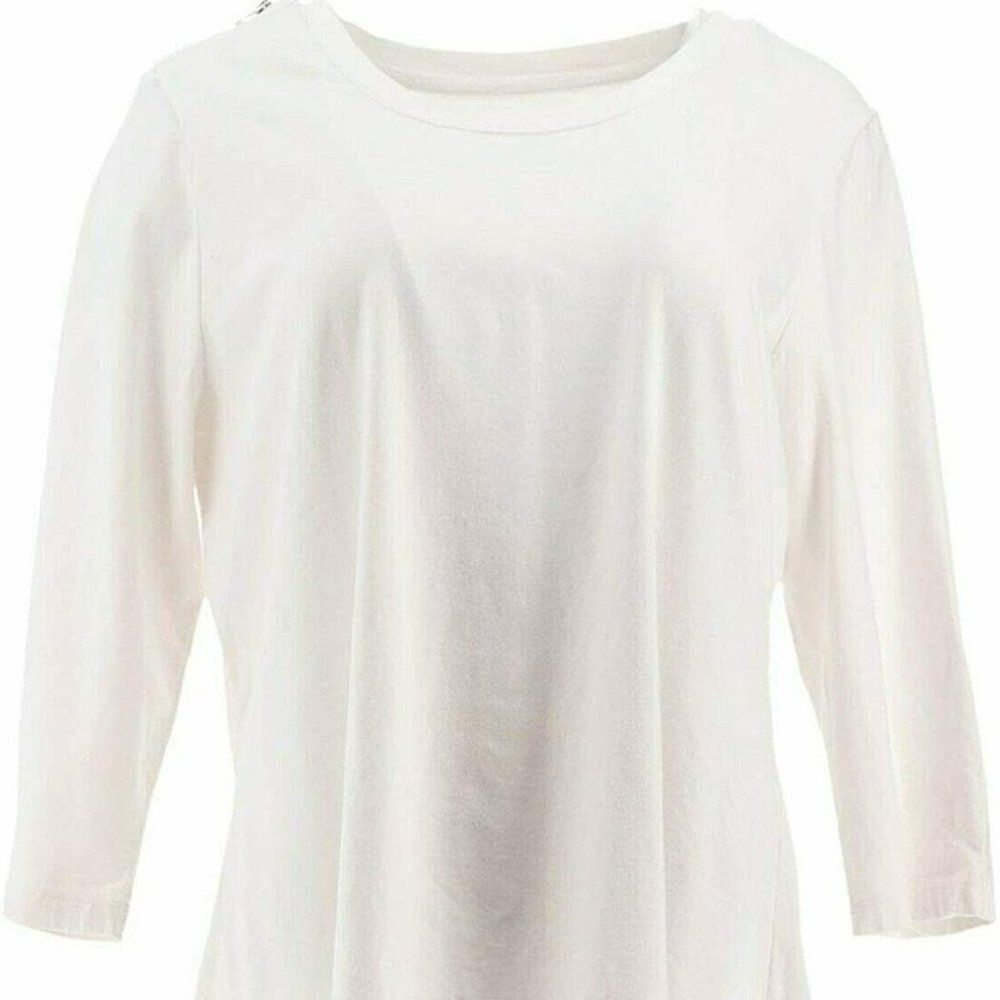 Denim Co Womens Knit Tunic Trapeze Shirt Top White